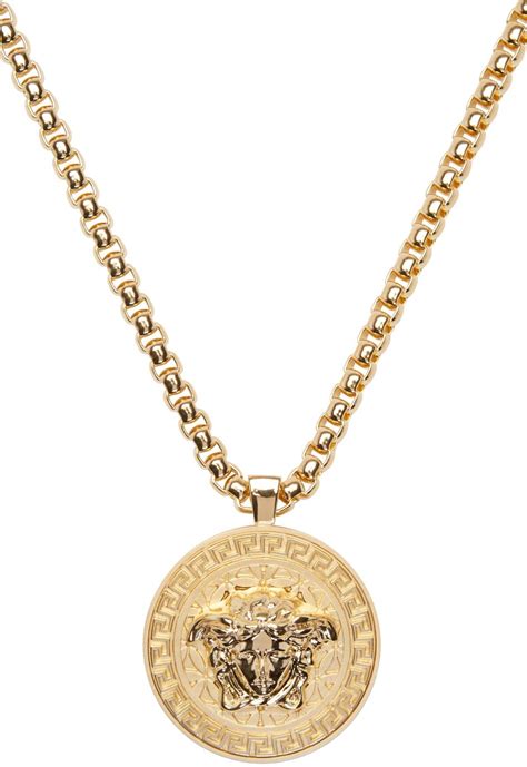 versace mens medallion chain necklace|Versace gold chain and pendant.